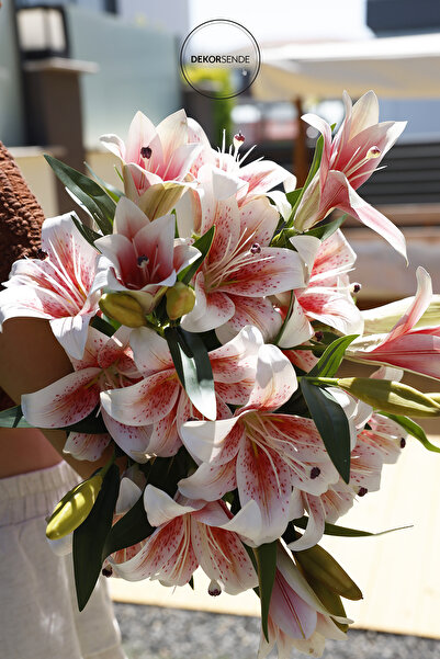 Dekorsende Yapay Lilyum Demeti Pembe 55 cm