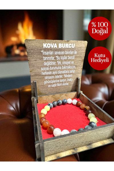 Vexa Aksesuar سوار من الحجر الطبيعي من برج الدلو مع هدية بخور - مجموعة من الأ...