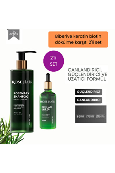ROSE HAİR 2'Lİ Biberiye saç bakım seti 250ml + 50 ml