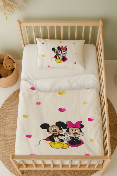 Talia Home طقم غطاء لحاف أطفال منقوش ميكي ماوس مع ملاءات TLABN-112