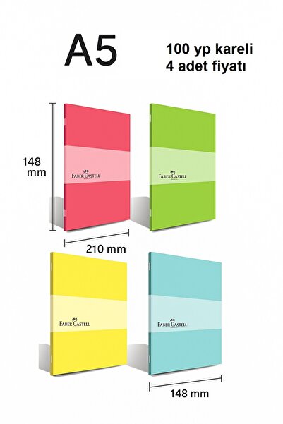 Faber Castell فابر - غطاء كاستل Pp دفتر ملاحظات بخياطة باستيل 100 ورقة مقاس A5