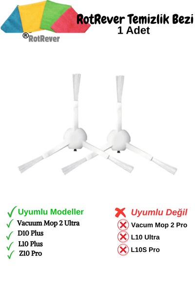 RotRever Xiaomi Vacuum Mop 2 ULTRA, perie laterală compatibilă Dreame Bot D10+Plus, set de înlocuire pentru cârpă RotRever-3 bucăți