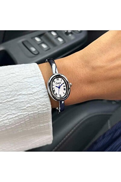 catera Women's silver steel watch with white dial