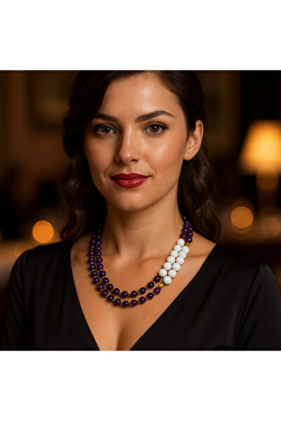 Asteria Elite Purple Agate Ceyt 2 Row Fertility and Evil Eye Protection Necklace