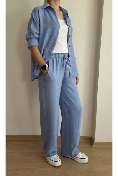 EKAY Σετ πουκάμισο Oversize Λινό Κάτω Μπλουζάκι 2 τεμαχίων (ΠΑΝΤΕΛΟΝΙ ΜΕΓΕΘΟΣ 104CM)