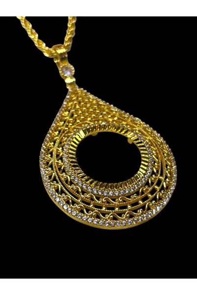 stainless steell Hürrem Yarım Altın Çerçeveli Kolye (Altın Kaplama)