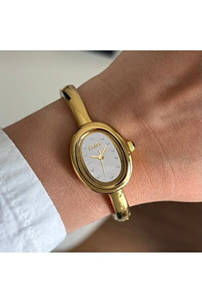 catera ساعة نسائية ستيل بلون ذهبي ميناء رمادي