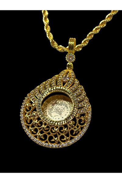 stainless steell Afrodit Yarım Altın Çerçeveli Kolye (Altın Kaplama)