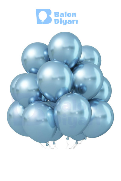 BALON DİYARI 40 بالونًا لؤلؤيًا معدنيًا باللون الأزرق الفاتح - ديكور لامع وأنيق