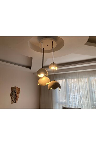 Aslan İskandinav Beton Avize 4 Lü Sarkıt Avize Kırık Küre Modeli ( 27/23/19/1...