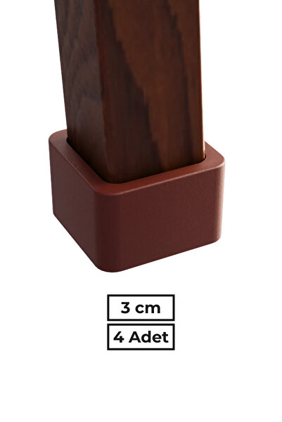 wooden lane studio 30x30 mm 4’lü Kahverengi Kare Kaymaz Sandalye Ayak Pabucu – Sessiz ve Parke Koruyucu