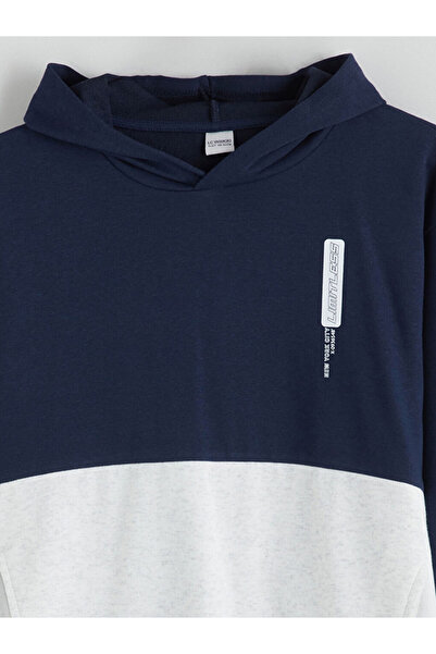 LC Waikiki Navy Blue Hooded Boy's Sweatshirt