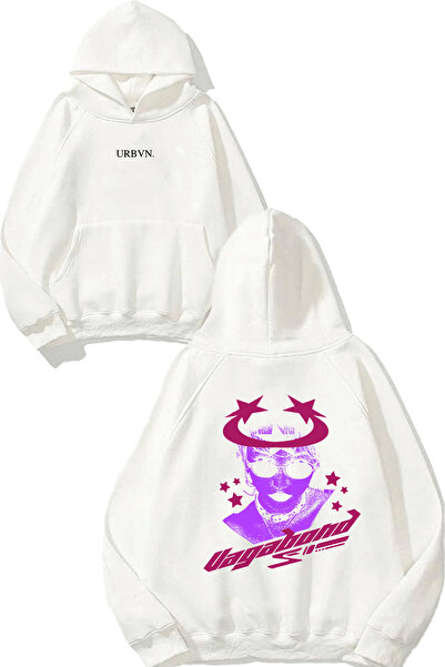 urbvn سويت شيرت أبيض كبير الحجم مطبوع بتصميم Vagabond