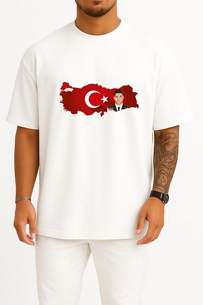 Bahriyeli Collection Oversize Ömer Halis Iron and Turkey Chest Design Unisex T-Shirt