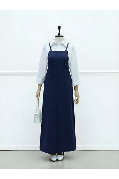 Modamorfo Gabardine Gilet Dress with Strap -Beige