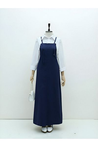 Modamorfo Gabardine Gilet Dress with Strap -Beige
