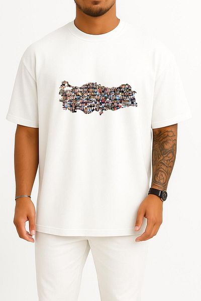 Bahriyeli Collection Oversize July 15 Martyrs and Türkiye Map Chest Design Unisex T-Shirt