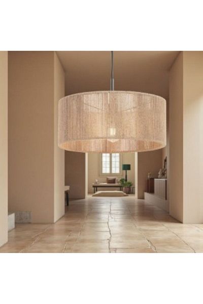 DNRYSL Natural Jute Drawstring Chandelier, Rustic and Bohemian Style Living Room Kitchen Living Room Lighting