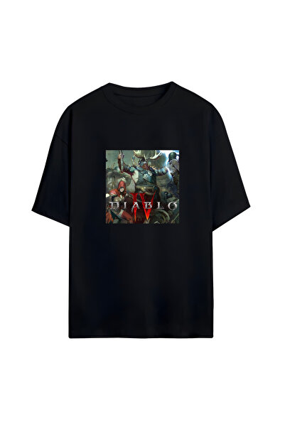 GraffTee تي شيرت ديابلو قطني كبير الحجم للجنسين