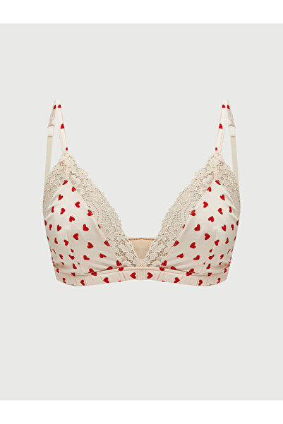 LC Waikiki Ροζ Σατέν Φανταστικό Μπραλέτ χωρίς επένδυση και χωρίς επένδυση με τύπωμα