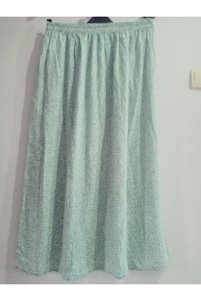 hoaryage Elastic Waist, Vivid Colorful Patterned Viscose Press Fabric Maxi Length Skirt, Prayer Skirt, Size 36-48