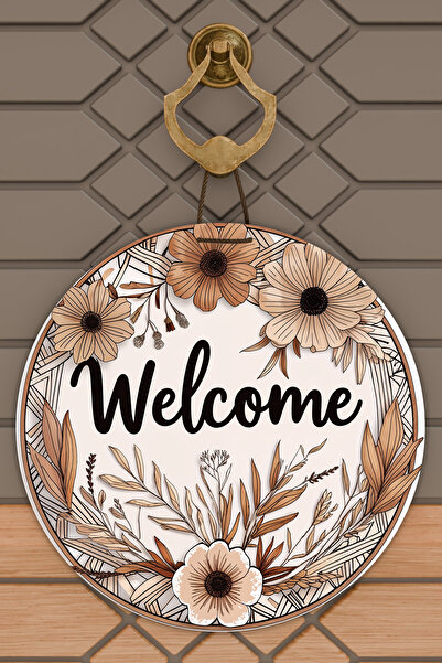 Dormot Μοντέρνα Ψηφιακή Εκτύπωση Ξύλινη Κρέμα Καφέ Μποέμικο Στολίδι Πόρτας