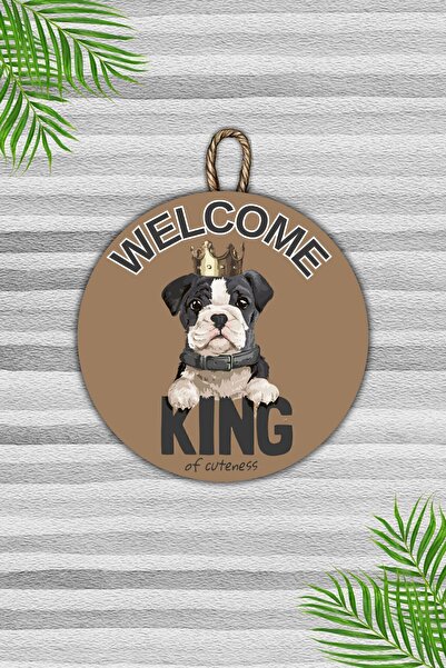 Dormot زخرفة باب خشبي حديث - زخرفة باب حائط على شكل كلب بولدوج بملمس بني - زخ...