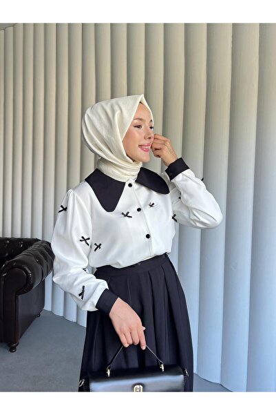 By Pommes Life Shirt Bow Detailed Skirt Suit