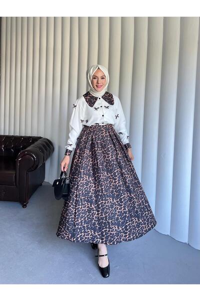 By Pommes Life Shirt Bow Detailed Skirt Suit