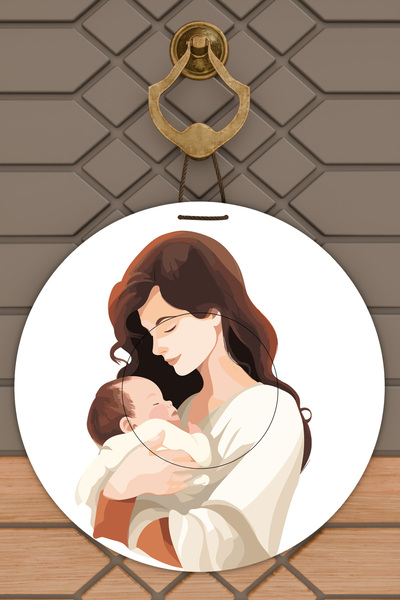 Dormot Ornament de ușă pentru bebeluș cu imprimare digitală modernă, alb, cafea