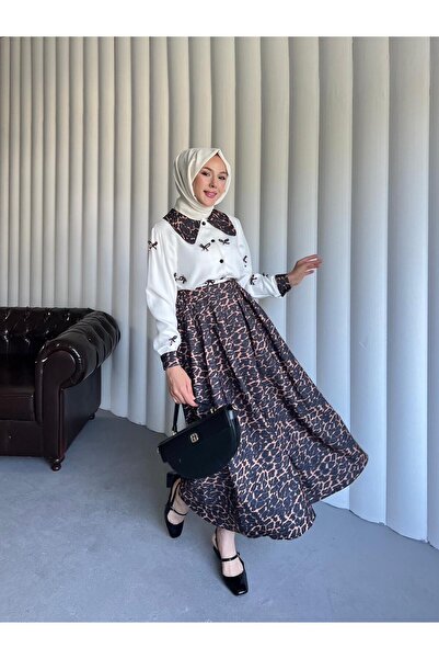 By Pommes Life Shirt Bow Detailed Skirt Suit