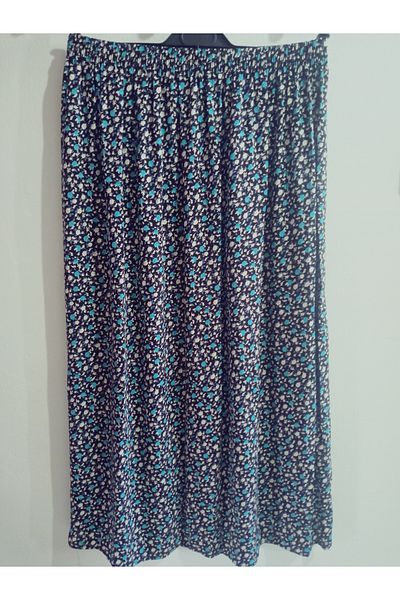hoaryage Elastic Waist, Vivid Colorful Patterned Viscose Press Fabric Maxi Length Skirt, Prayer Skirt, Size 36-48