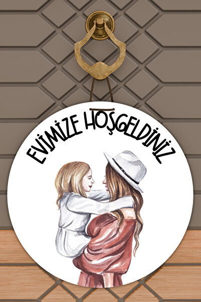 Dormot Сучасна прикраса для дверей Біла мама і донька Сімейна прикраса для зовнішніх дверей