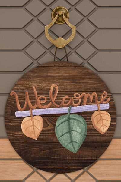 Dormot Modern Kapı Süsü Ahşap Zemin alt Yaprak Welcome Dış Mekan Kapı Süsü