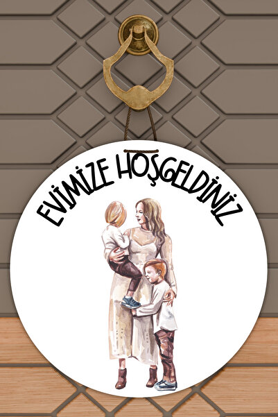 Dormot 1Ornament modern pentru ușă, alb, doi copii, mamă, familie, ornament p...