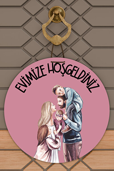 Dormot زخرفة باب عصرية باللون الوردي لعائلة مكونة من خمسة أفراد، زخرفة باب خا...