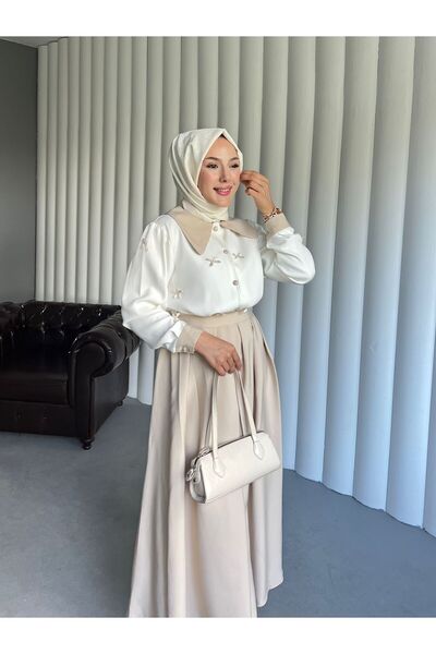 By Pommes Life Shirt Bow Detailed Skirt Suit
