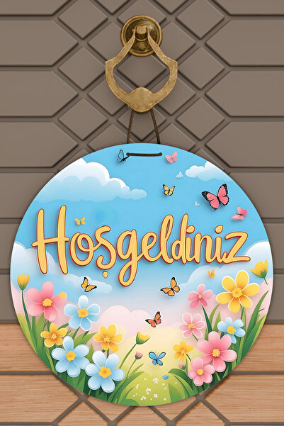 Dormot زخرفة باب ربيعية خشبية حديثة بطباعة رقمية باللون البرتقالي والأزرق