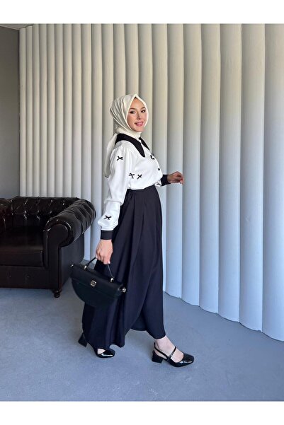 By Pommes Life Shirt Bow Detailed Skirt Suit