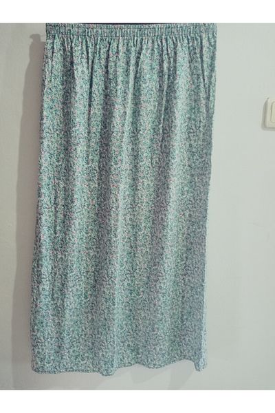 hoaryage Elastic Waist, Vivid Colorful Patterned Viscose Press Fabric Maxi Length Skirt, Prayer Skirt, Size 36-48