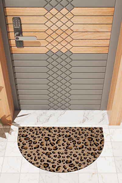 Dormot Modern Dijital Paspas Kahverengii Leopar Desen Paspas - Kapı Önü Paspası