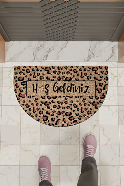 Dormot Covoraș digital modern Kaahverengi Leopard Welcome Mat - Covoraș pentr...
