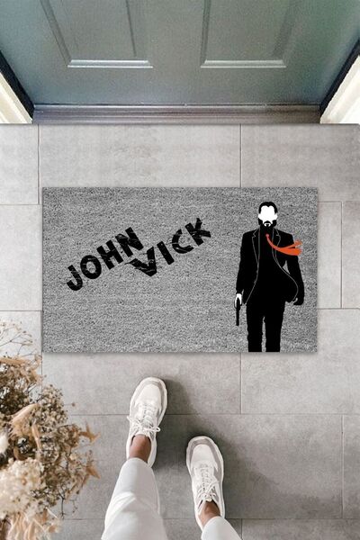 Dormot Modern Digital Print - gray John Wick Welcome - 70x45 Cm - Door Mat