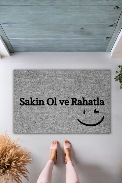 Dormot Modern Digital Printing Doormat - Gray Keep Calm and Relax Doormat :) - Door It Doormat