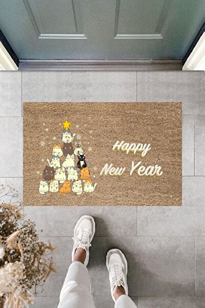 Dormot طباعة حديثة - سنة جديدة سعيدة 7 - سجادة باب ترحيبية