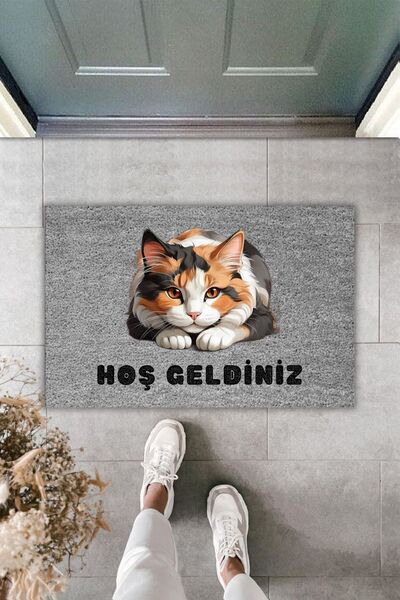 Dormot Modern Digital Printing Doormat - Gray Sweet Cat - Door Her Doormat