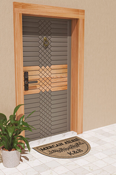 Dormot Modern Dijital Paspas Kahverengi Kişiye Özel Baş Harf Soyisim Paspas - Kapı Önü Paspası