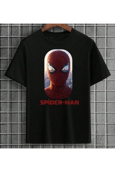 lovver Lewibafashion Marvel Spder-Man Designed Oversize Black T-Shirt