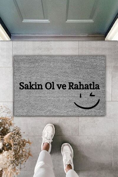 Dormot Modern Digital Printing Doormat - Gray Keep Calm and Relax Doormat :) - Door It Doormat