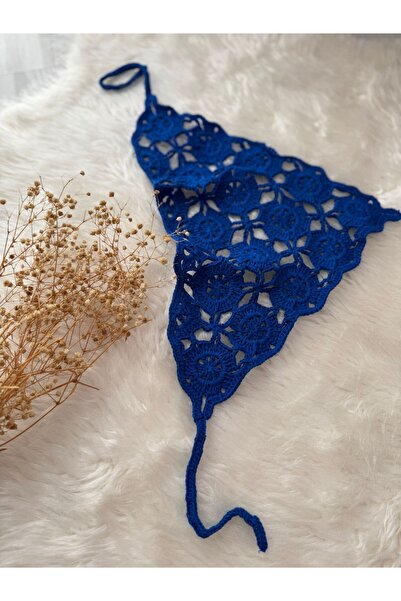 symaslandesign Örgü bandana, el örgüsü yazlık üçgen bandana